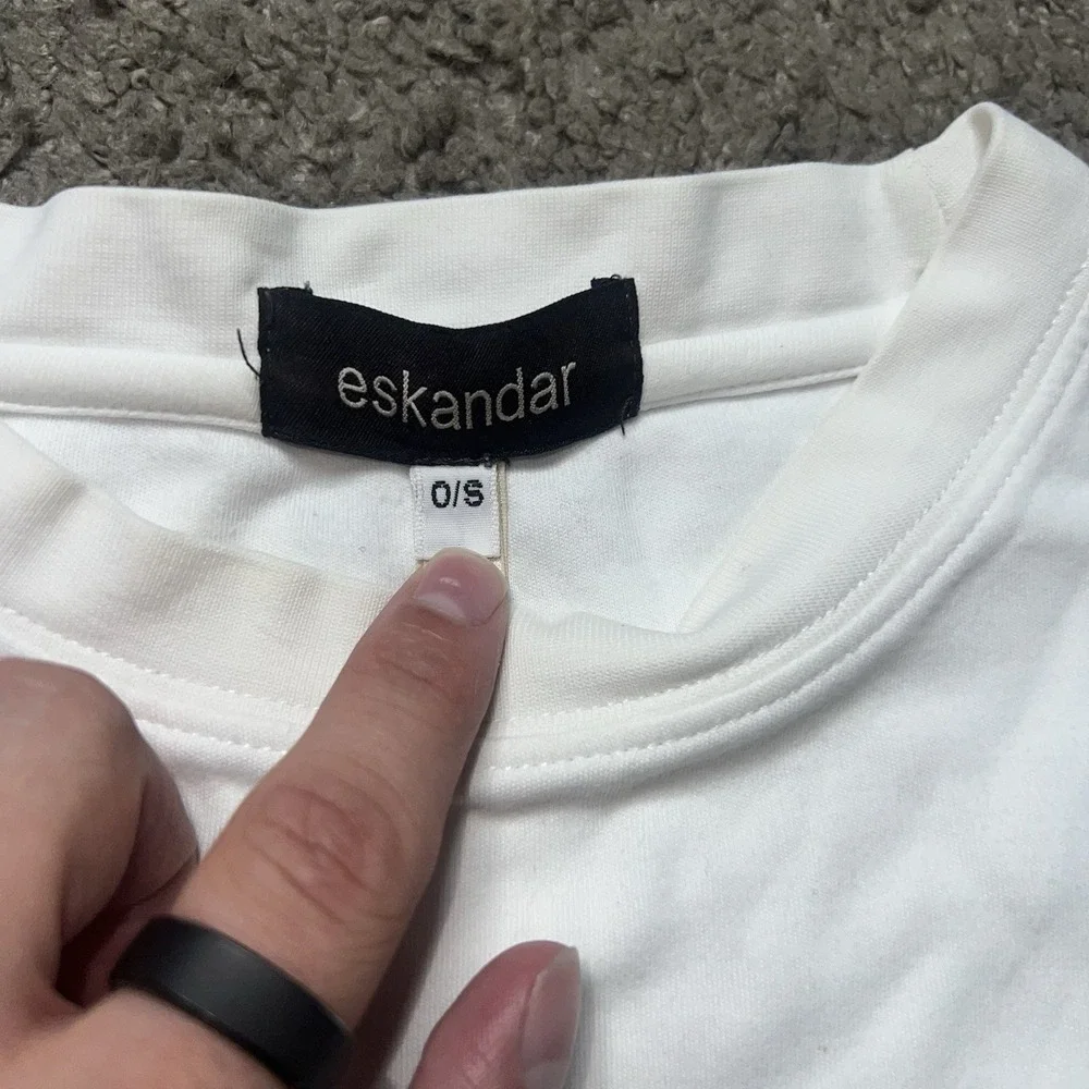 Eskandar‎ Shirt One Size White Pima Cotton Boxy Long Sleeve Oversized Top